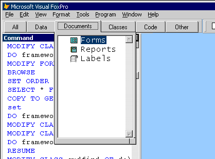 [Docked Visual FoxPro Project Manager]