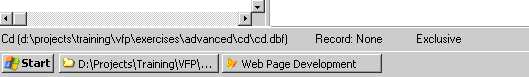 [Visual FoxPro Status bar]