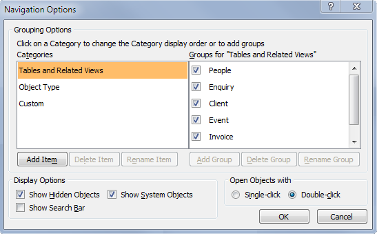 [Showing the system tables in Access 2007]